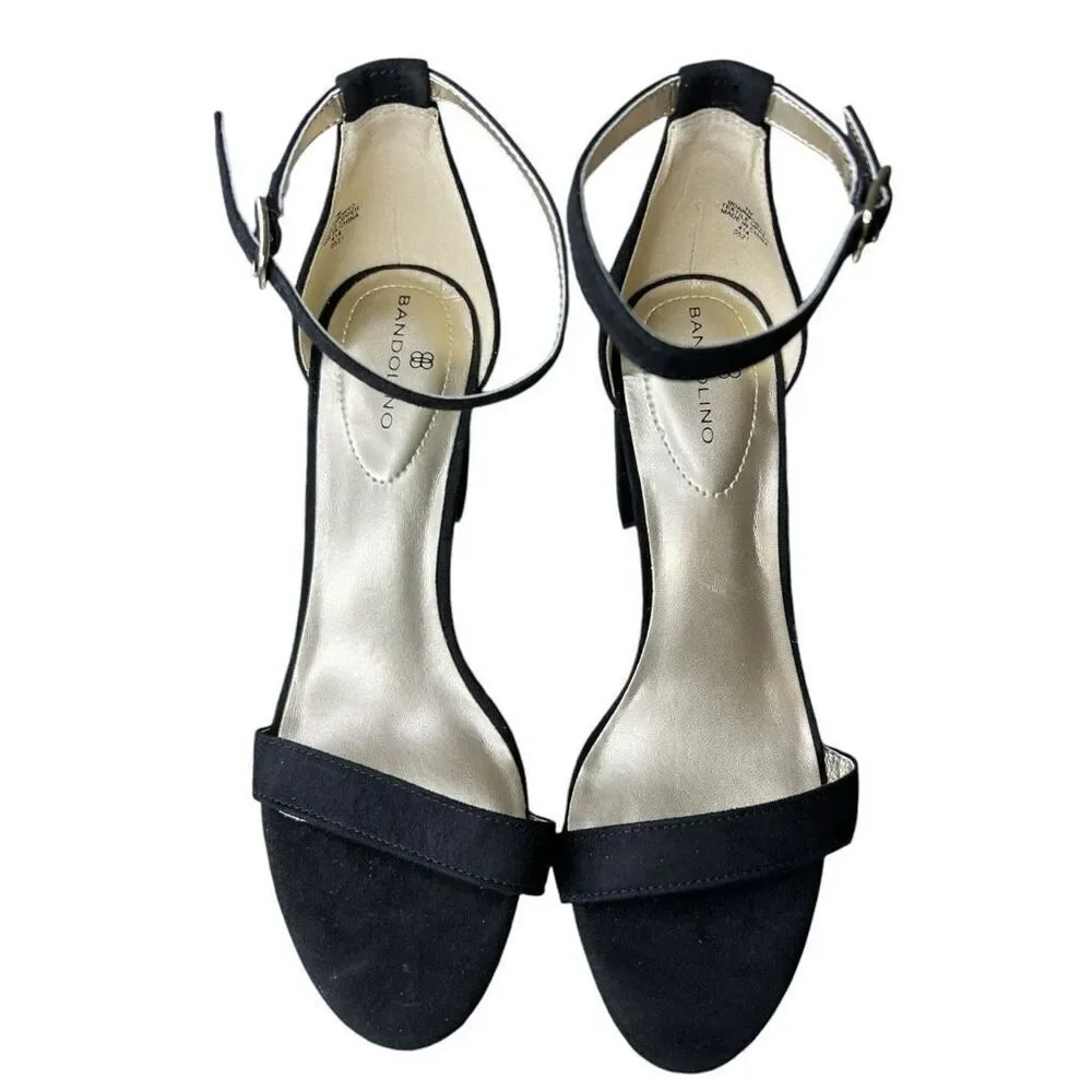 NEW Bandolino Women’s Armory Faux Black Suede Sandal 7M